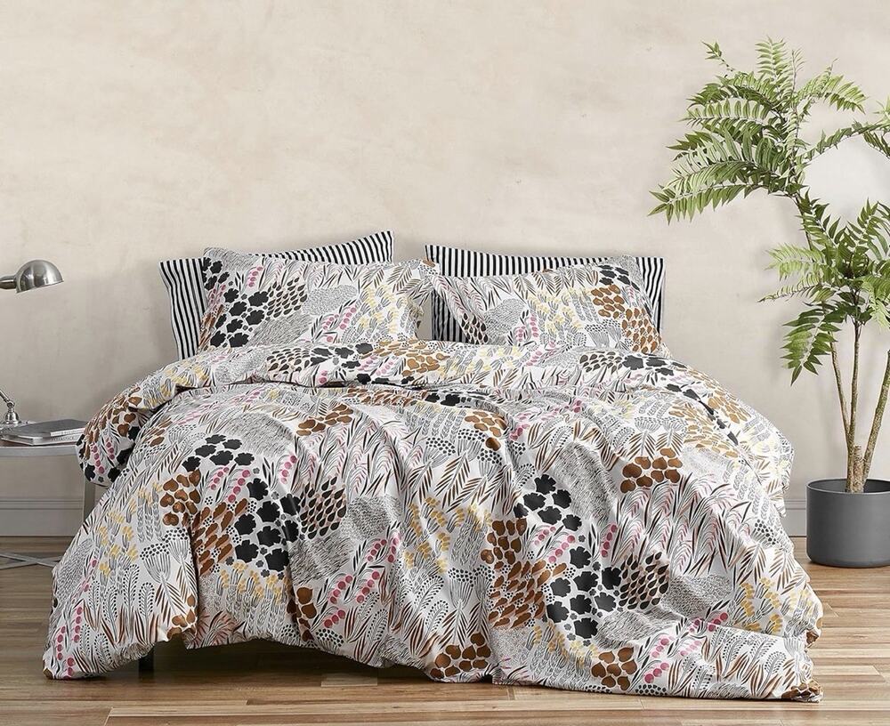Marimekko - Queen Duvet Cover Set, Cotton Percale Bedding with Matching Shams...